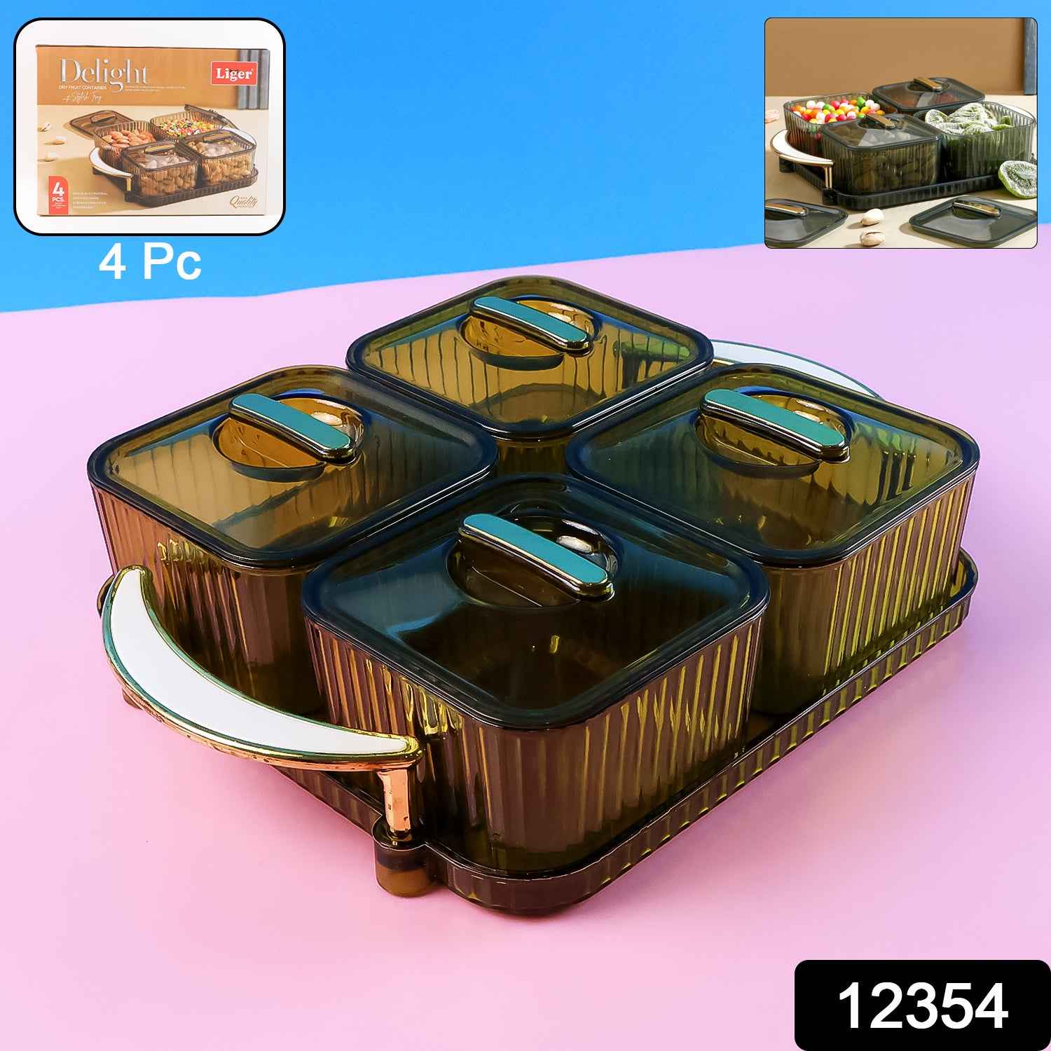 Luxury Delight 4-piece Dryfruit Storage Box (1 Set)