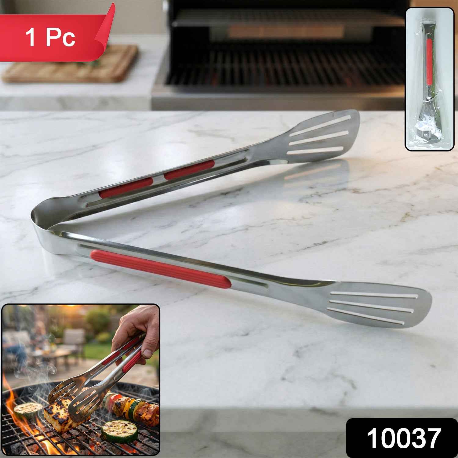 Stainless Steel Multi Purpose Kitchen Tongs With Anti Slip Grip (1 Pc)